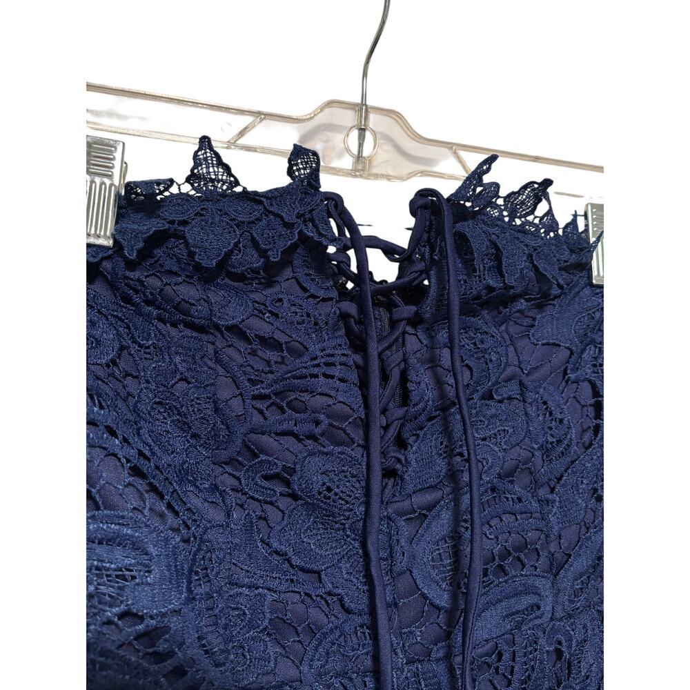 Fashion Nova Navy Blue Lace Off-Shoulder Romper M - Picture 4 of 9